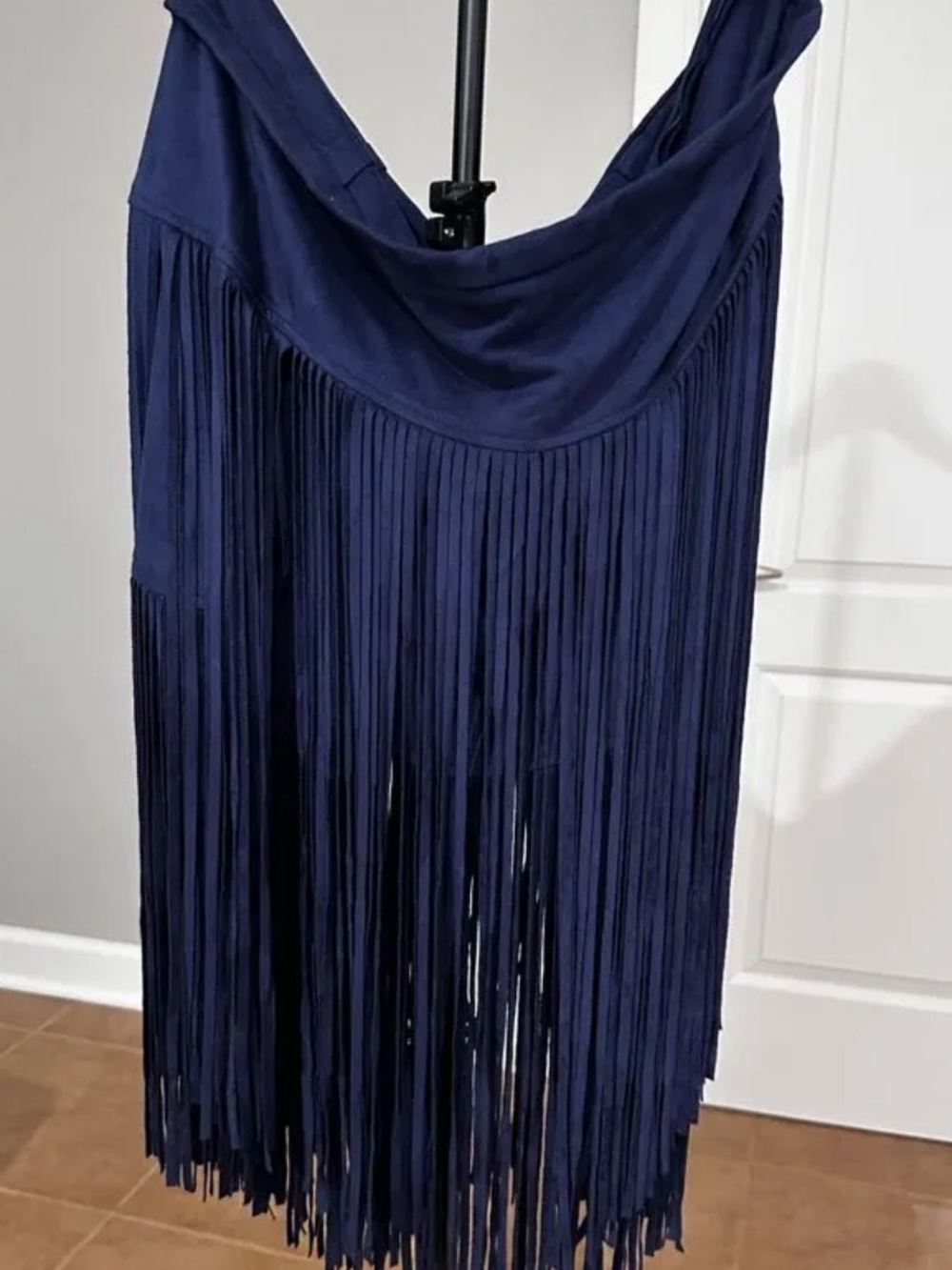City Chic Navy Fringe Wrap Scarf
